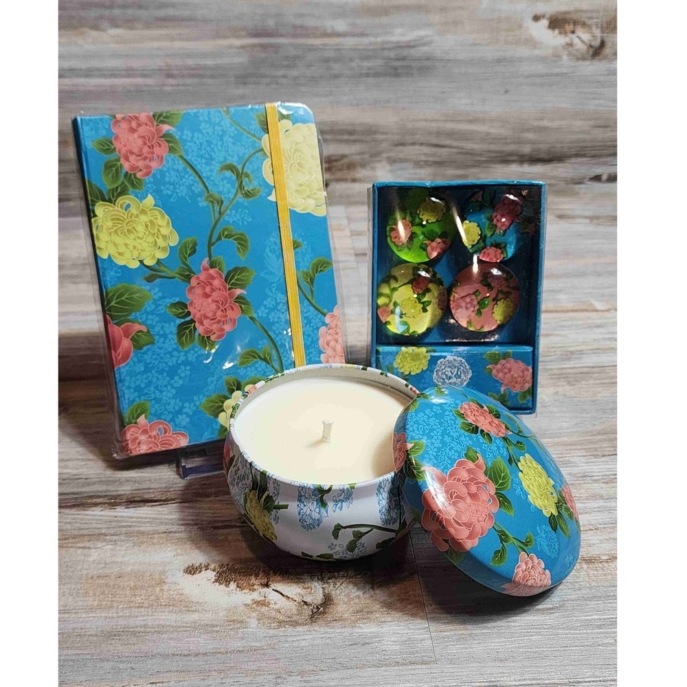 NEW CVD Christopher Vine Design Australia Floral Gift Set Journal Candle Magnets